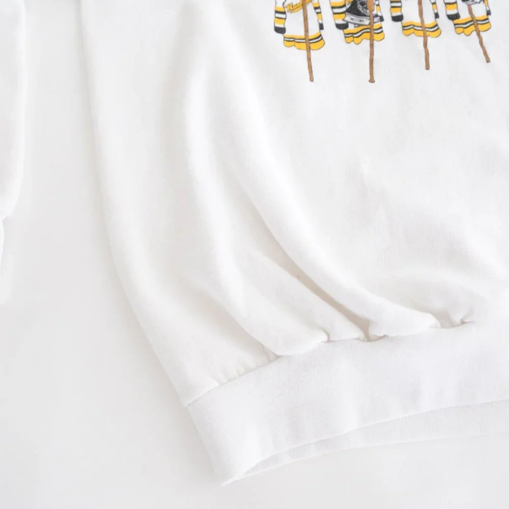 VTG 90S Spa Sportswear MI Tech Hockey Huskies White And Yellow Crew Neck Sweater - Picture 7 of 11